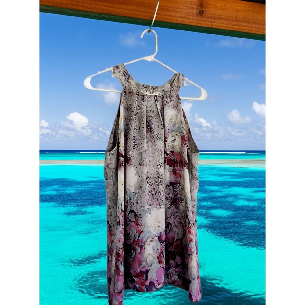 Violet & Claire, Purple, Floral, Sleeveless, Flowy Top, Size Large, Resort Boho